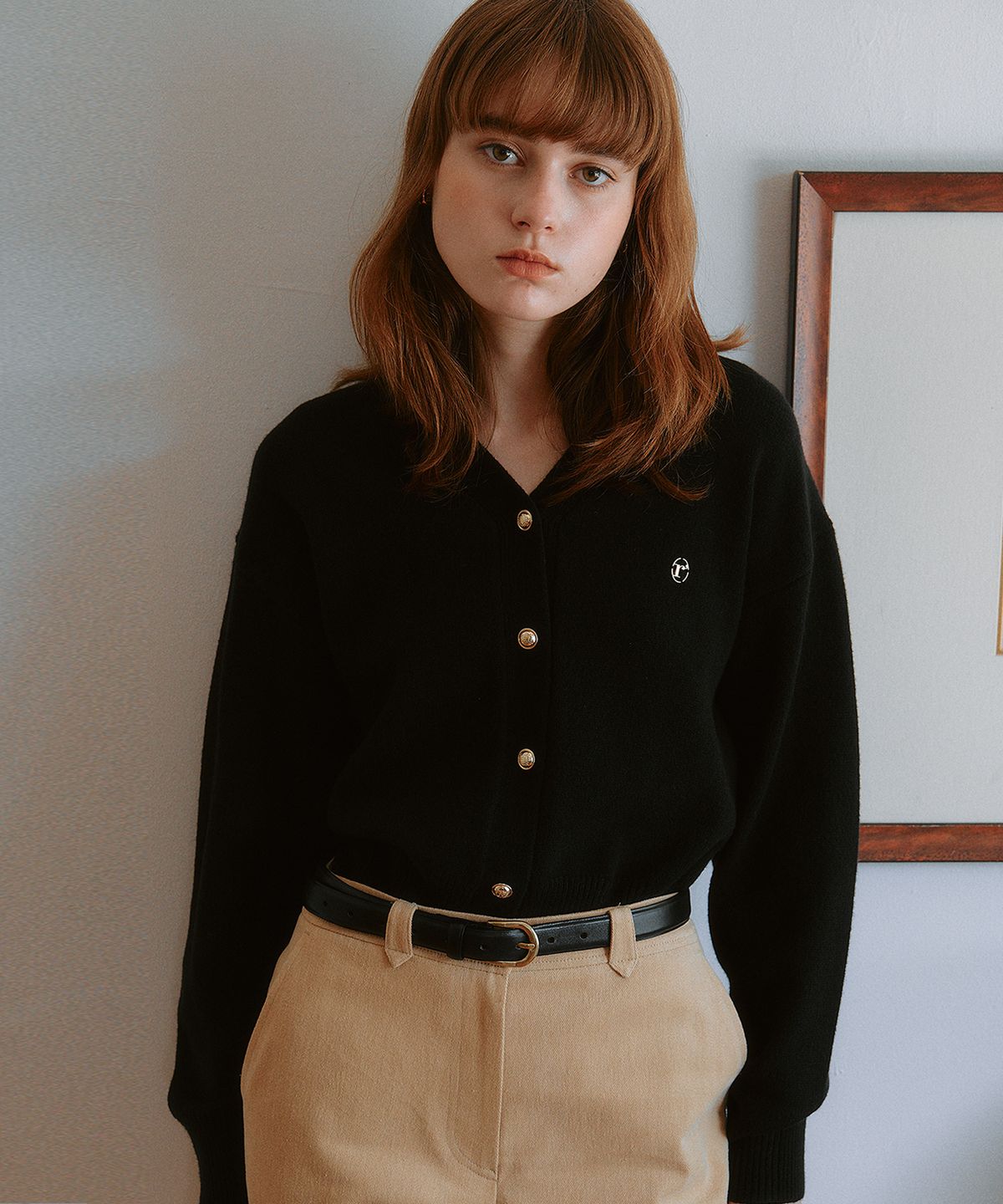 로라로라(ROLAROLA) WOOL BLENDED BASIC CARDIGAN BLACK