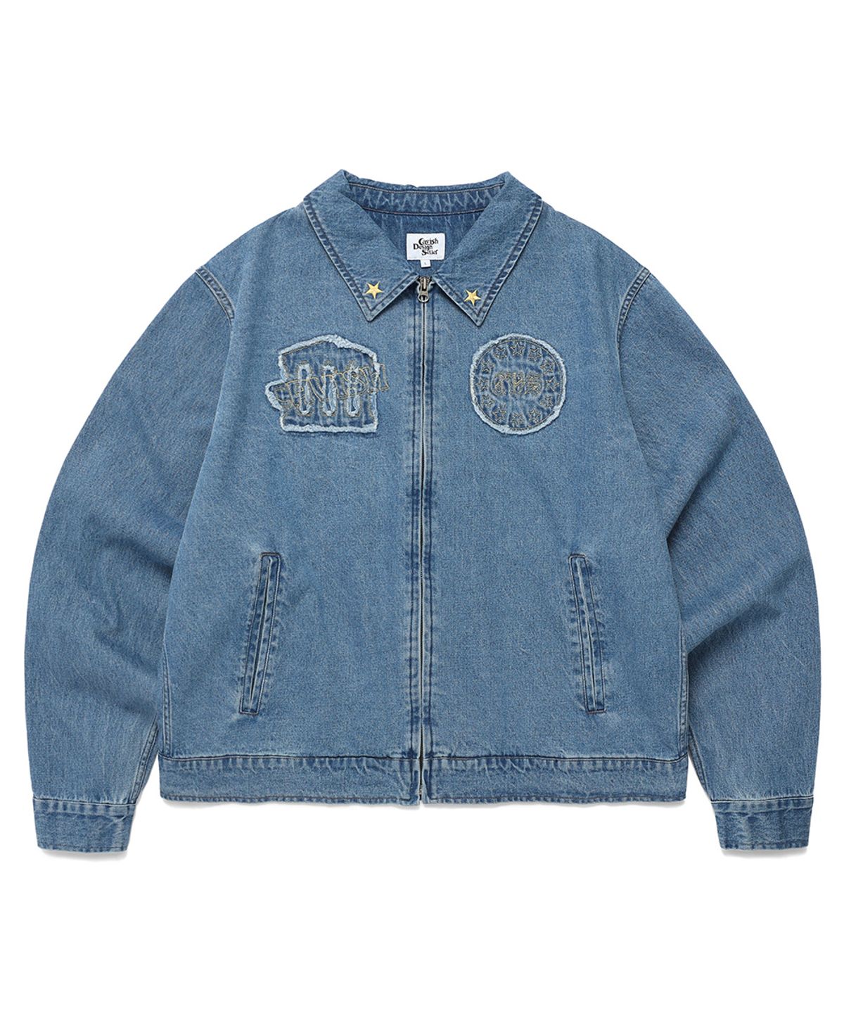 카비시(CAVISH) DENIM RAWCUT EMB JACKET BLUE(CV2DFUB902A)