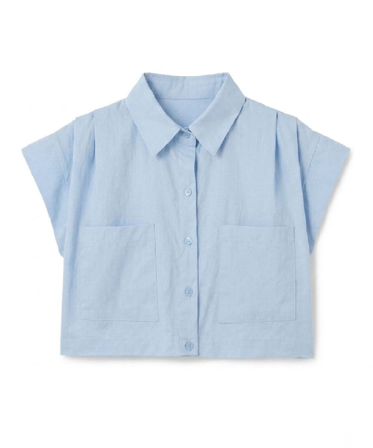 무아르모아(MOIREMOA) crop pocket shirt -blue
