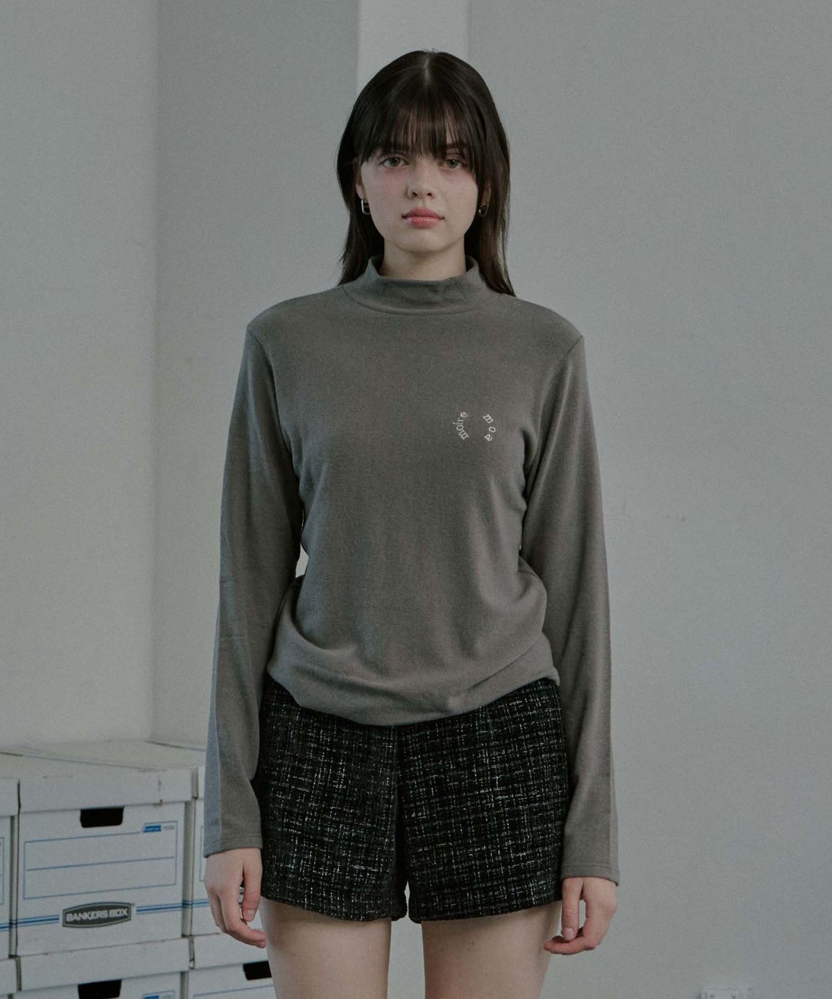 무아르모아(MOIREMOA) Basic angora turtleneck-charcoal