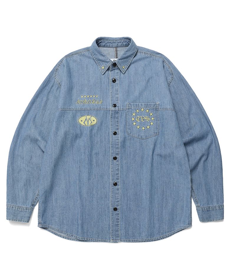 CVS WASHED DENIM SHIRT BLUE(CV2DFUW301A)