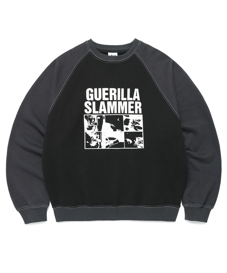 GUERILLA SLAMMERS RAGLAN SWEATSHIRT BLACK(CV2DFUM445A)
