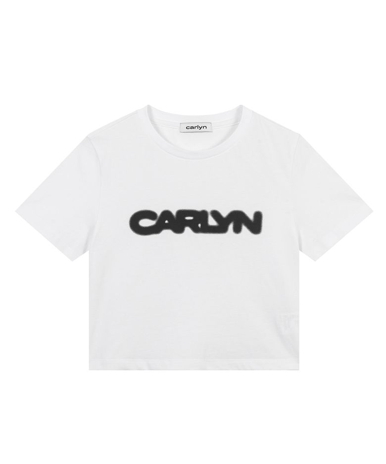 블러 로고 크롭 티셔츠 T73101010 White