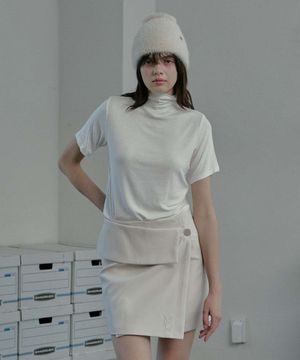 low rise wrap skirt - beige