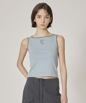 two-way logo sleeveless - blue
