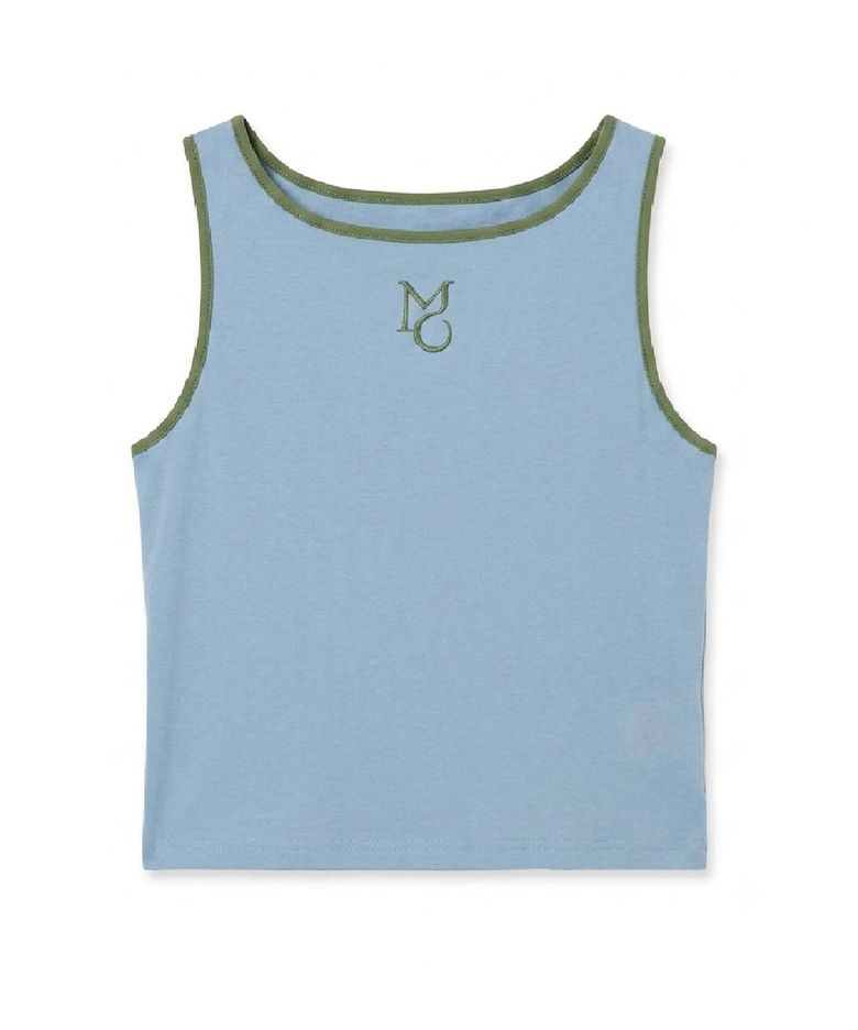 two-way logo sleeveless - blue