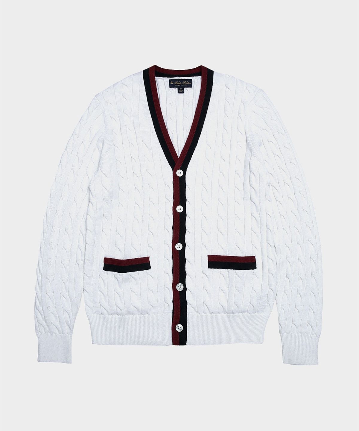 브룩스 브라더스(BROOKS BROTHERS) 코튼 테니스 케이블 가디건 (화이트) (BBWCMM2570ADF)