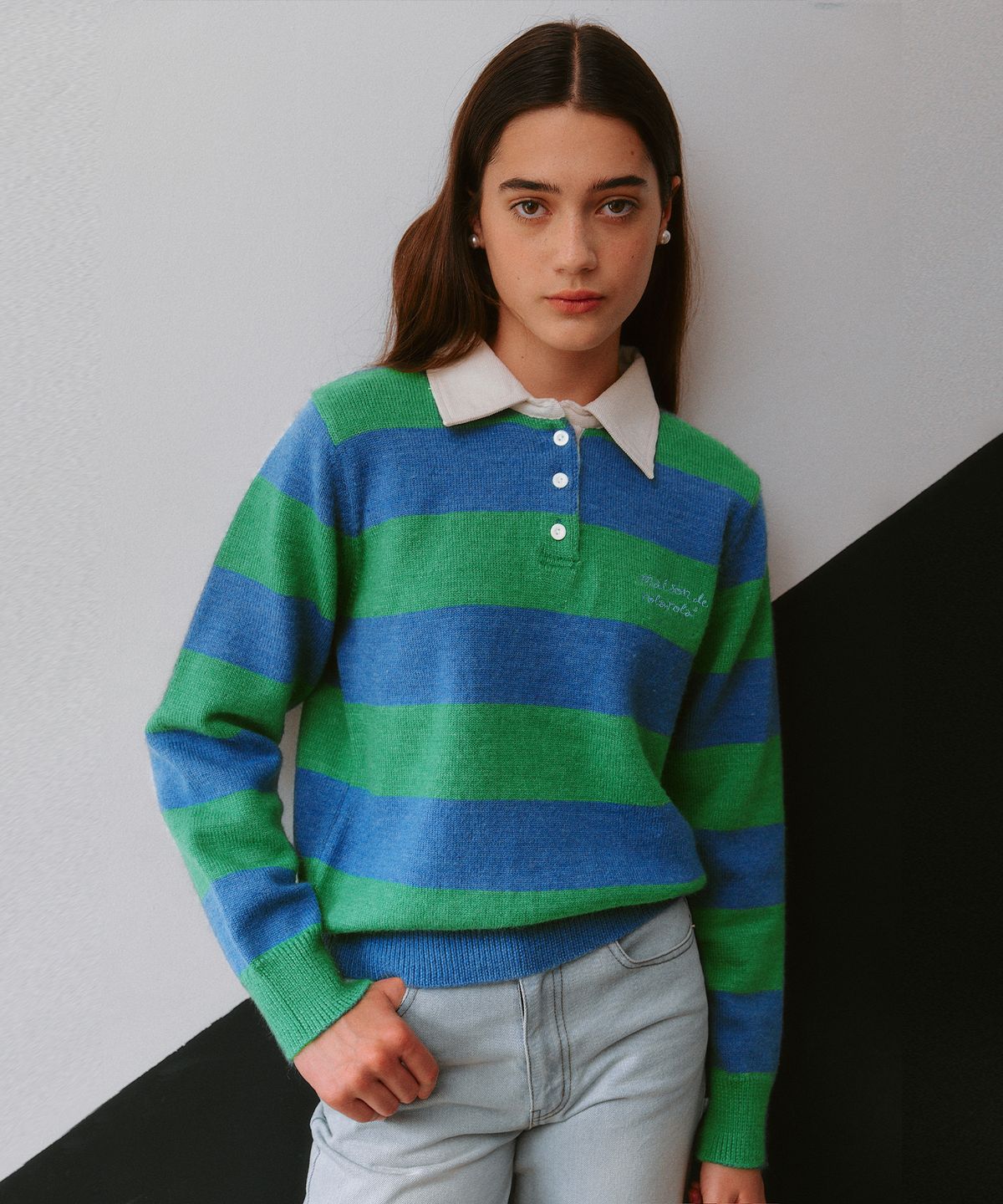로라로라(ROLAROLA) STRIPE PK KNIT GREEN