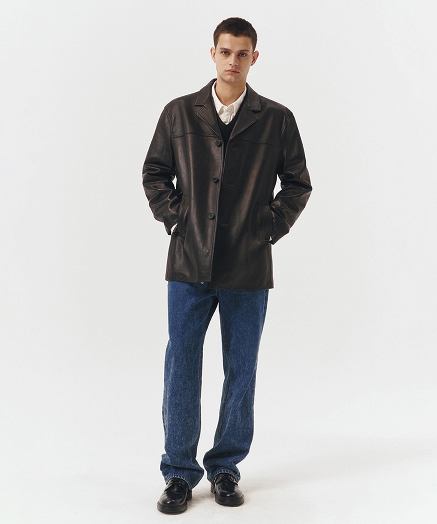 MUSINSA | DUNST UNISEX LAMBSKIN LEATHER HALF JACKET 
