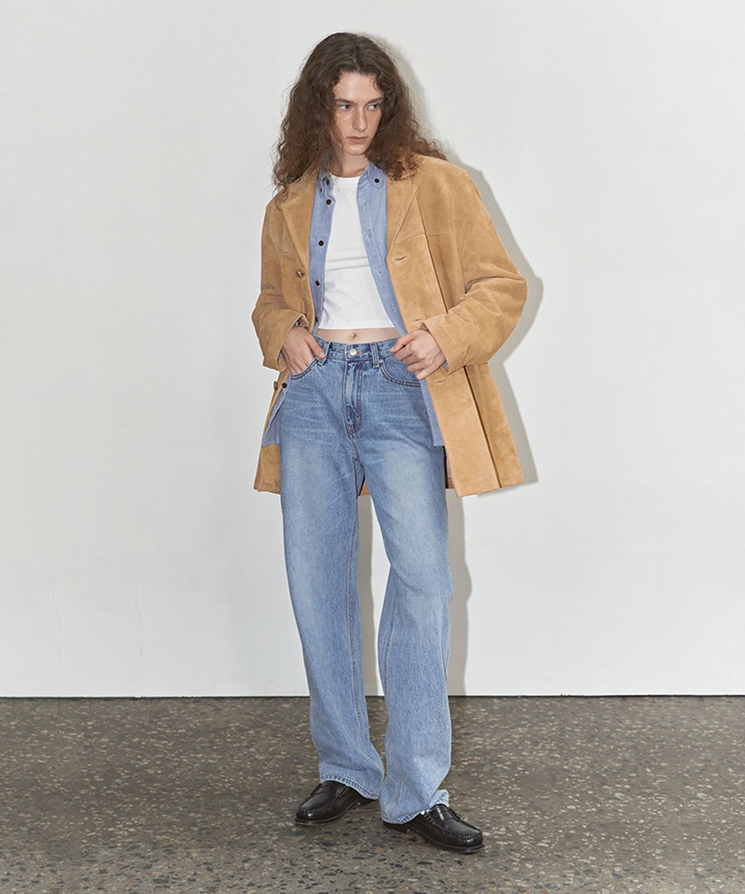 ★Dunst★ UNISEX VEGAN SUEDE HALF JACKET CAMEL_UDJA4C110CM DUNST Women's Unisex Suede Half Jacket in Camel Beige Dunst
