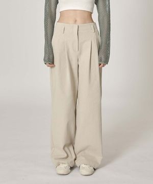 two-tuck W/S chino pants - beige