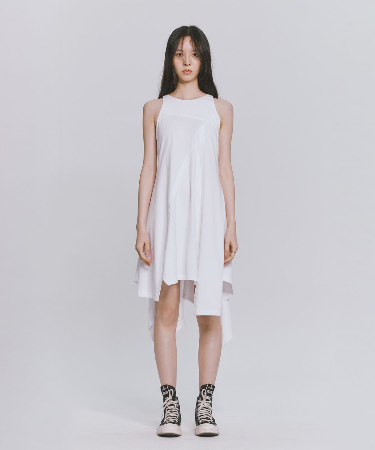 모노포비아(MONOPHOBIA) AM CUTTING COTTON JERSEY DRESS WHITE