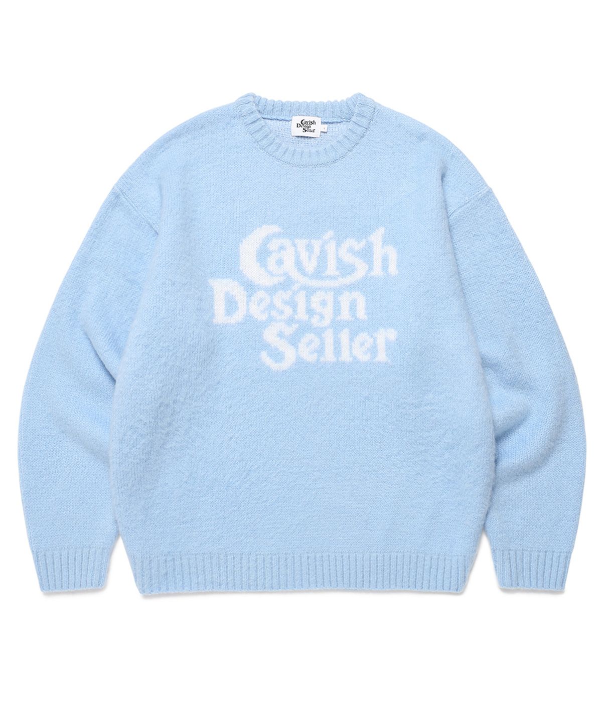 카비시(CAVISH) BRUSHED SELLER LOGO KNIT CREWNECK BLUE(CV2DFUK600A)