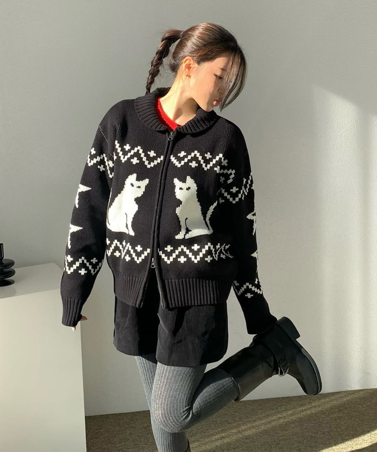 카비시(CAVISH) CATS ZIP UP CARDIGAN BLACK(CV2DFUK680A)