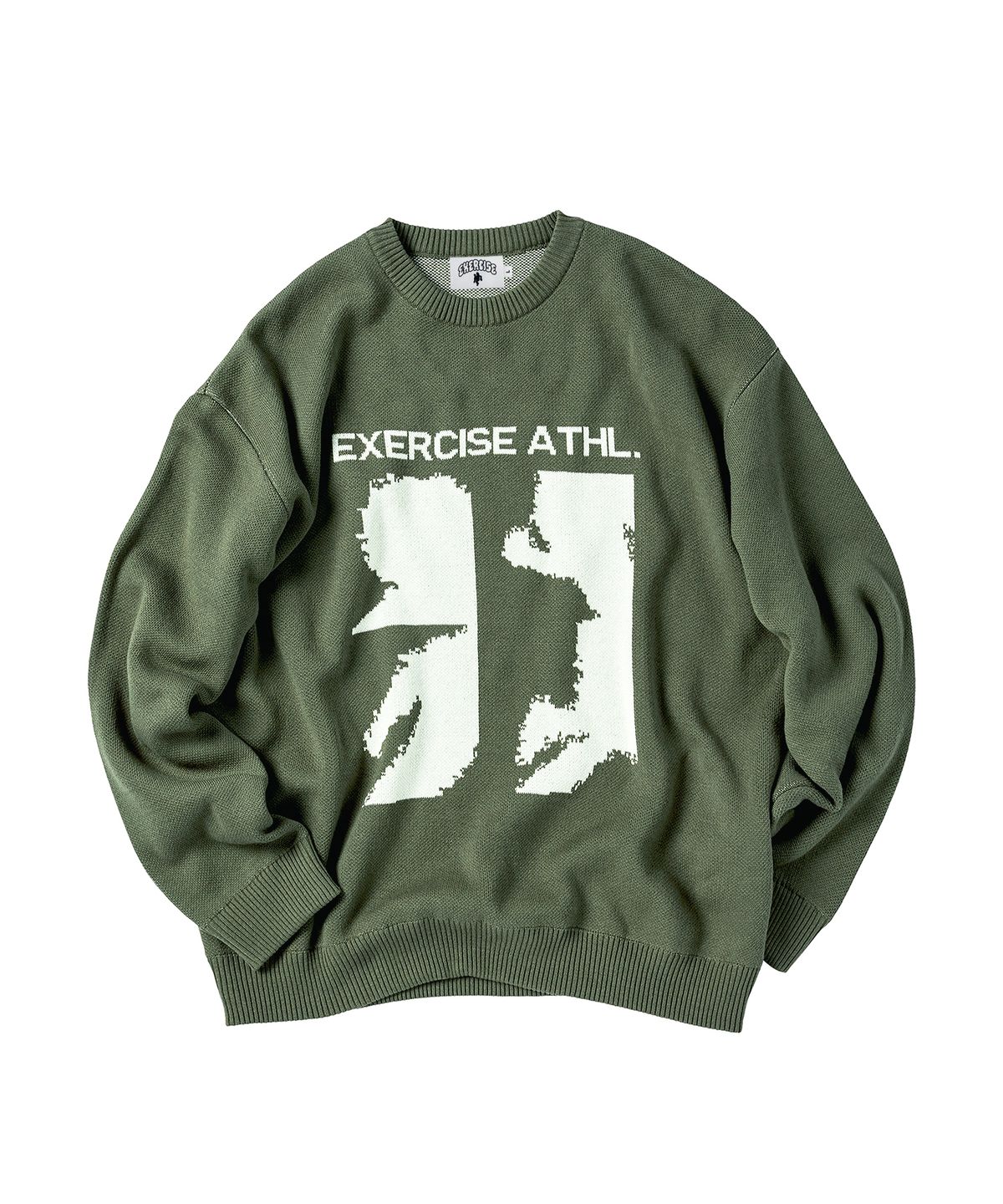 엑서사이즈(EXERCISE) RUNNER PUZZLE PIECE JACQUARD KNIT_SAGE GREEN