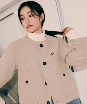 [노윤서 PICK] 우먼 울혼방 라운드넥 숏 코트 아이보리