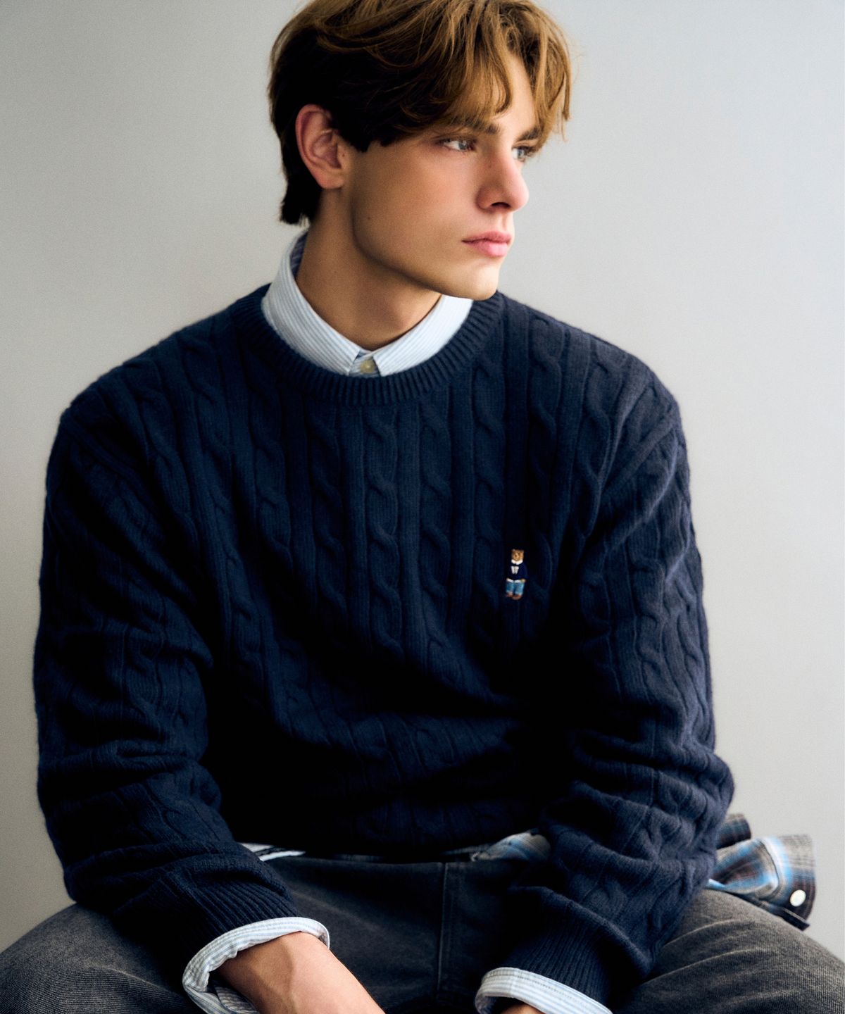 후아유(WHO.A.U) Steve Cable R-neck Pullover(U) / WHKAG4923U