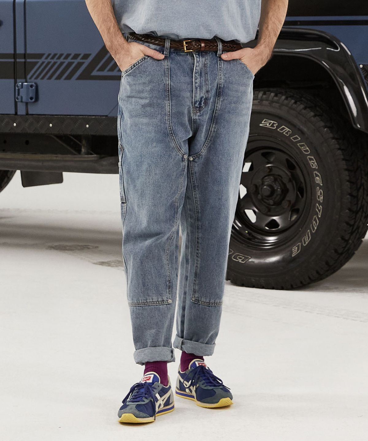 펜필드(PENFIELD) FADED DOUBLE KNEE JEAN SKY BLUE_FQ1WP55U