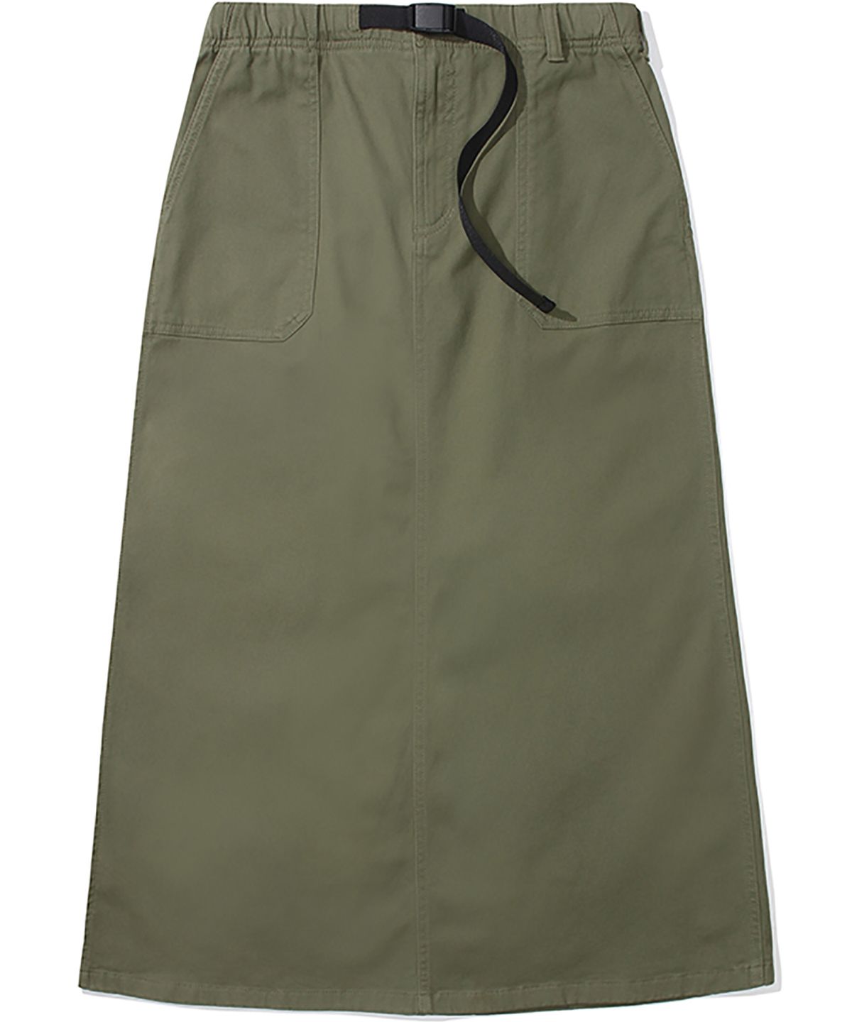 컬럼비아 유니버시티(COLUMBIA UNIVERSITY) M-LABEL BELTED PEACH COTTON LONG SKIRT 카키