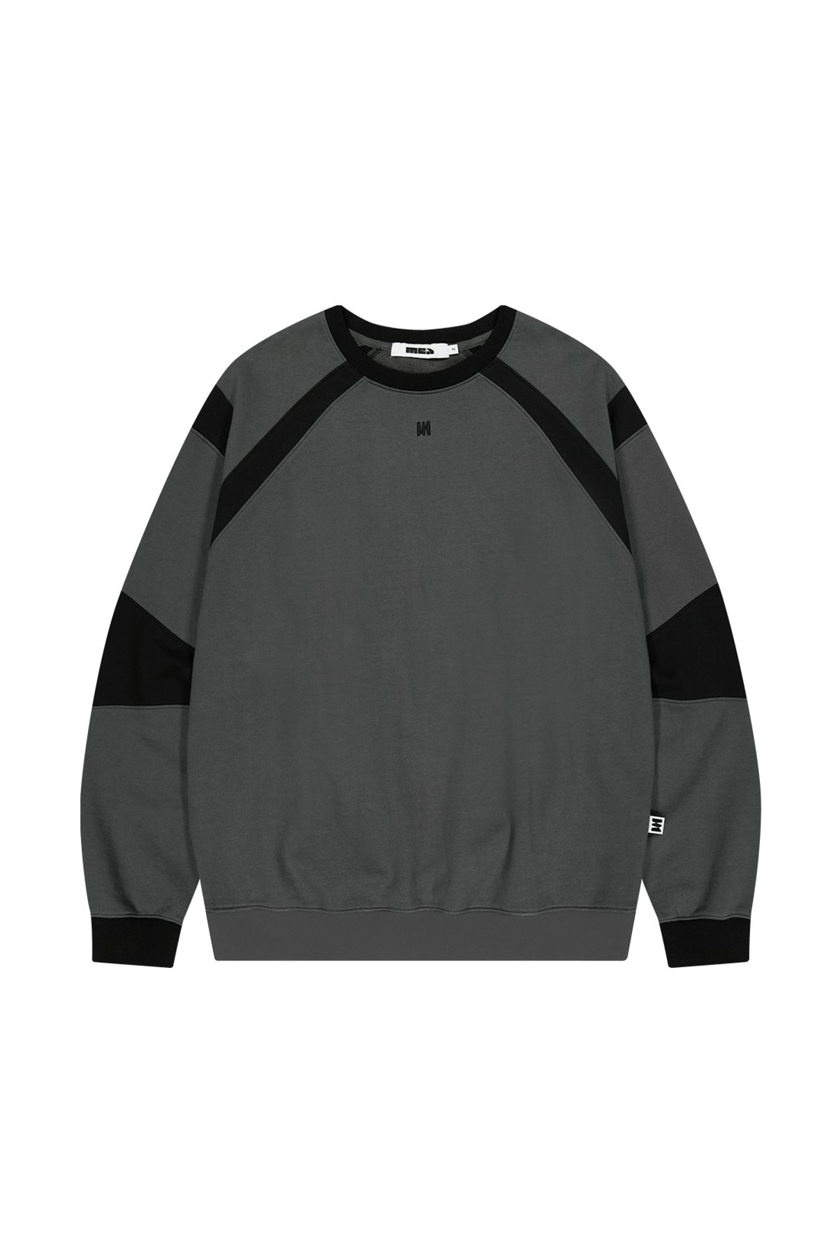 메아(MEA) CONTRAST DETAILED SWEAT SHIRT [CHARCOAL]