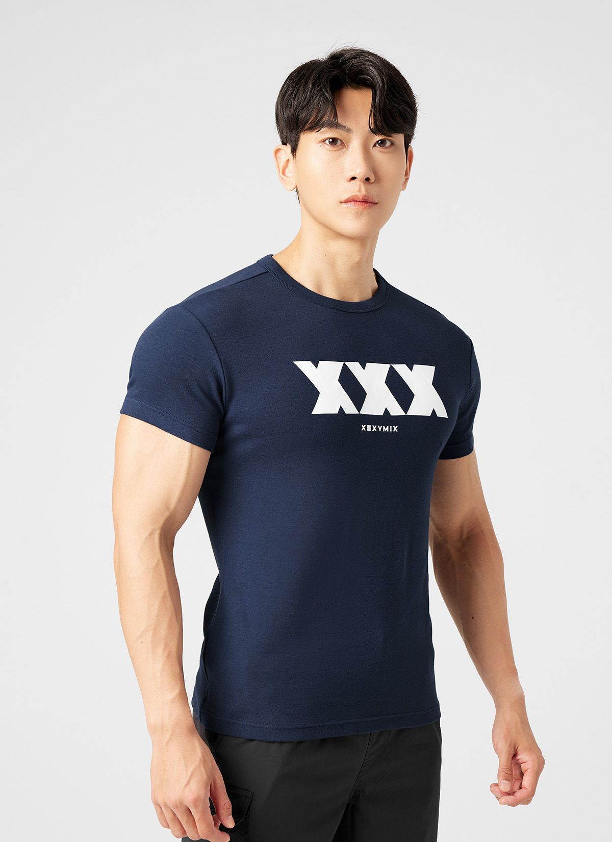 젝시믹스(XEXYMIX) 머슬핏 숏슬리브 젠틀블루
