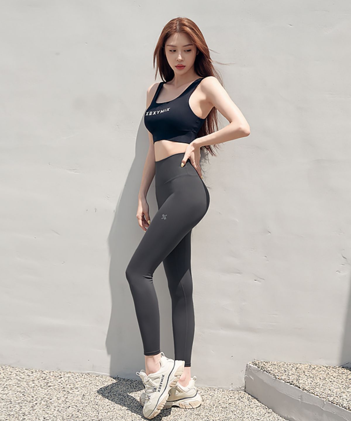 젝시믹스(XEXYMIX) V업 3D 플러스 레깅스 썬더그레이