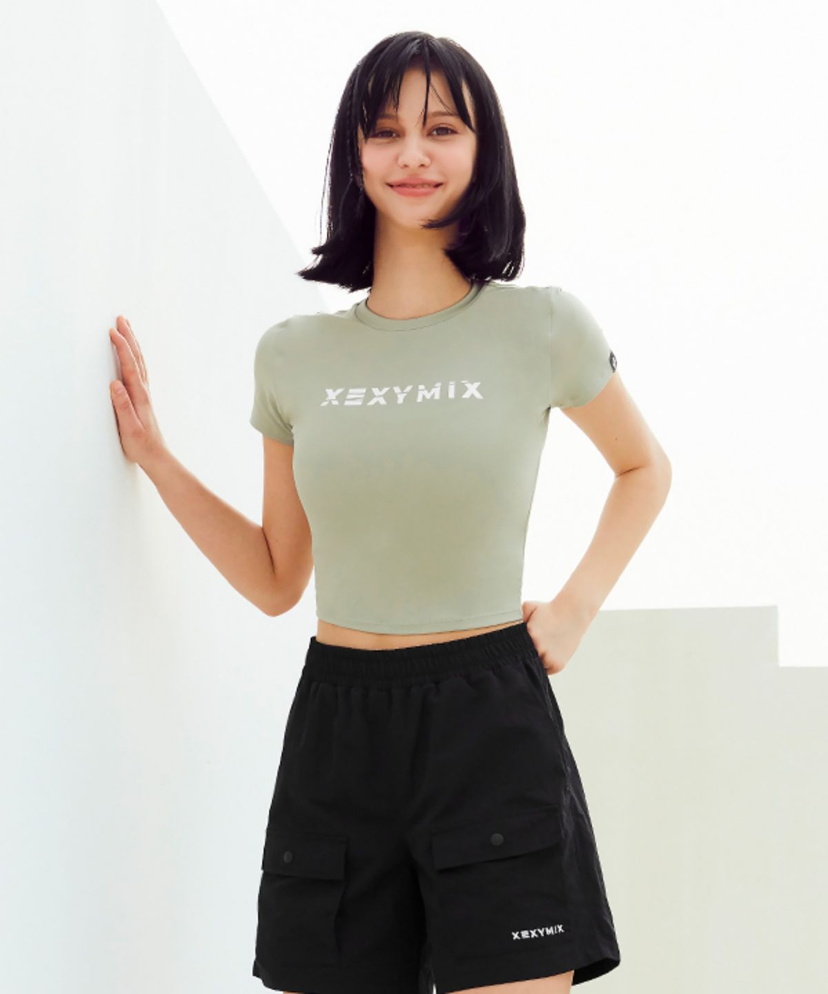 젝시믹스(XEXYMIX) 헤바 크롭탑 세이지모스