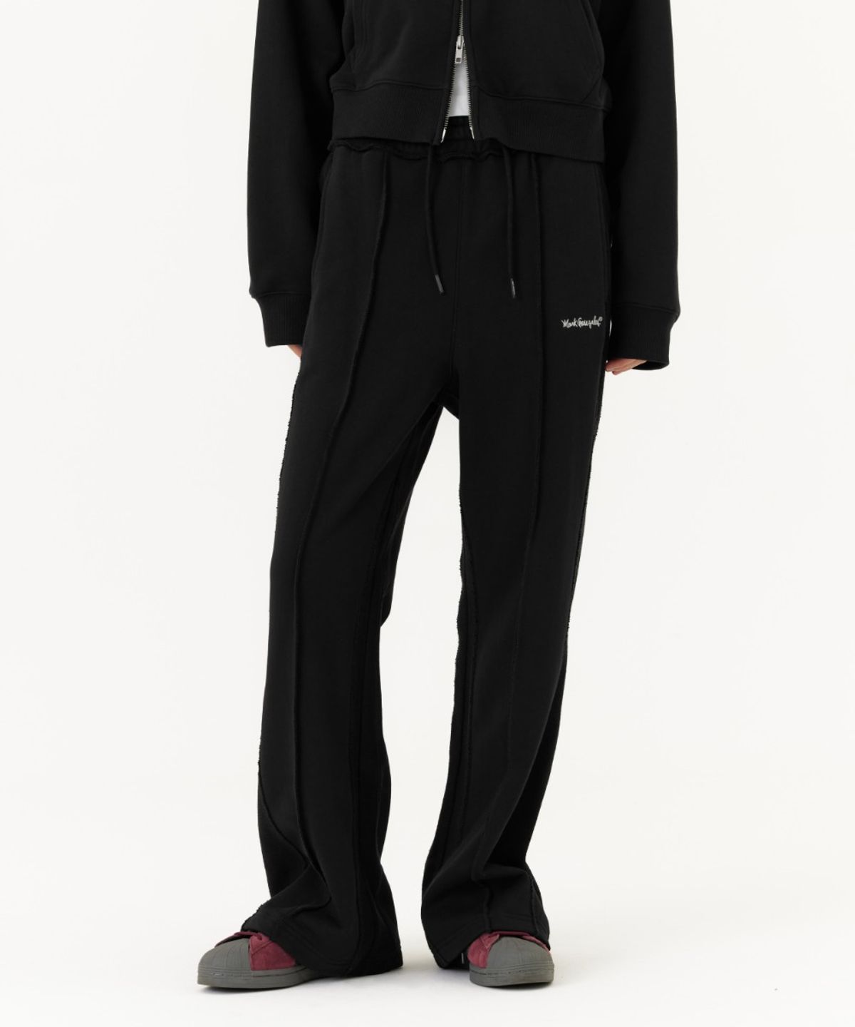 마크곤잘레스(MARK GONZALES) WOMENS REVERSE CUT-OFF SWEAT PANT - BLACK