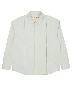 스트라이프 와이드 셔츠_그린