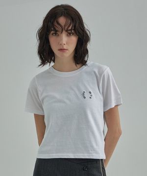 moire blank tee - white