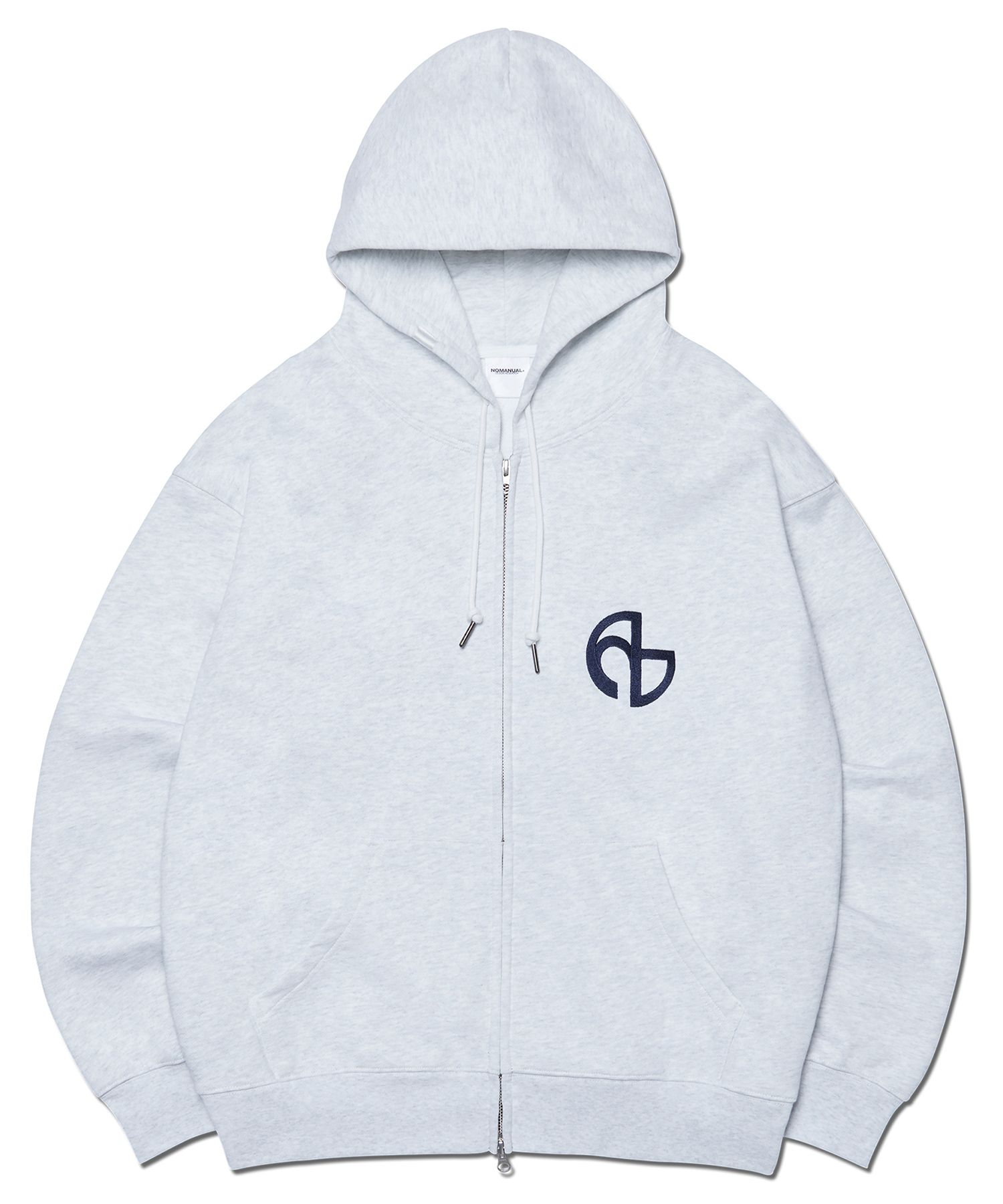 【NOMANUAL】 SYMBOL M&S HOODED ZIP-UP - MELANGE MUSINSA | NOMANUAL SYMBOL LOGO HOODED ZIP-UP - WHITE MELANGE