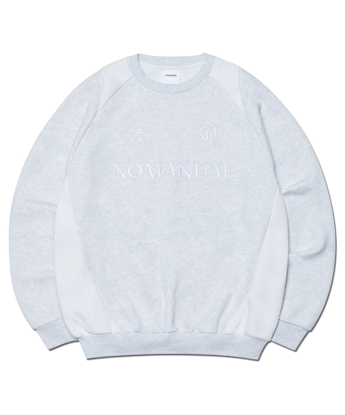 노매뉴얼(NOMANUAL) EMBLEM SWEATSHIRT - WHITE MELANGE