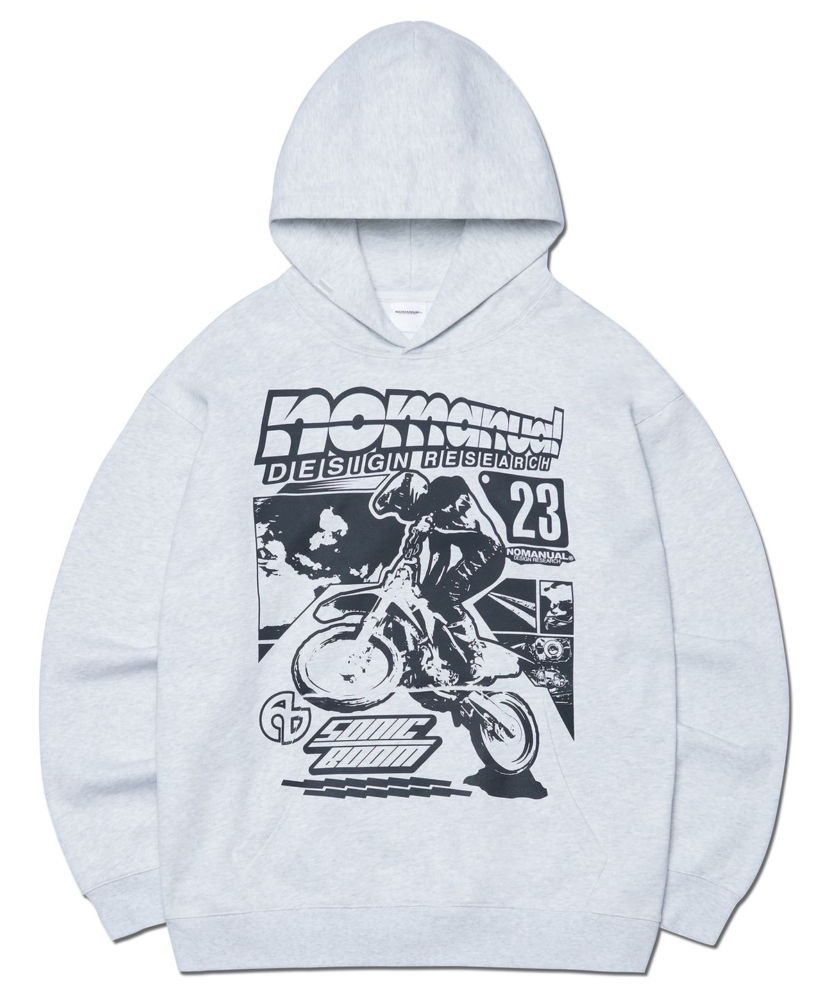 노매뉴얼(NOMANUAL) NM AUTO HOODIE - WHITE MELANGE