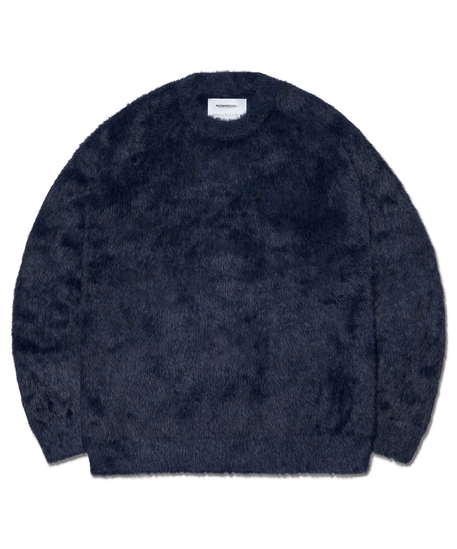 MUSINSA公式 | NOMANUAL CROPPED HAIRY KNIT - DARK NAVY