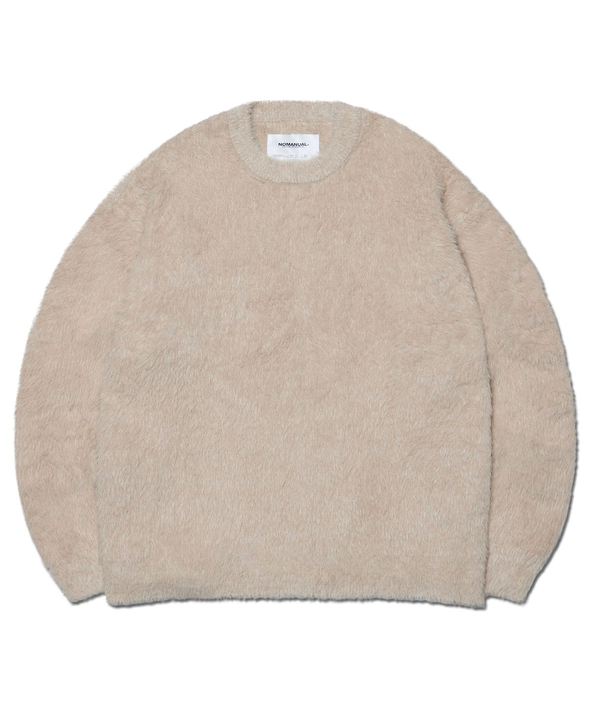 노매뉴얼(NOMANUAL) CROPPED HAIRY KNIT - BEIGE