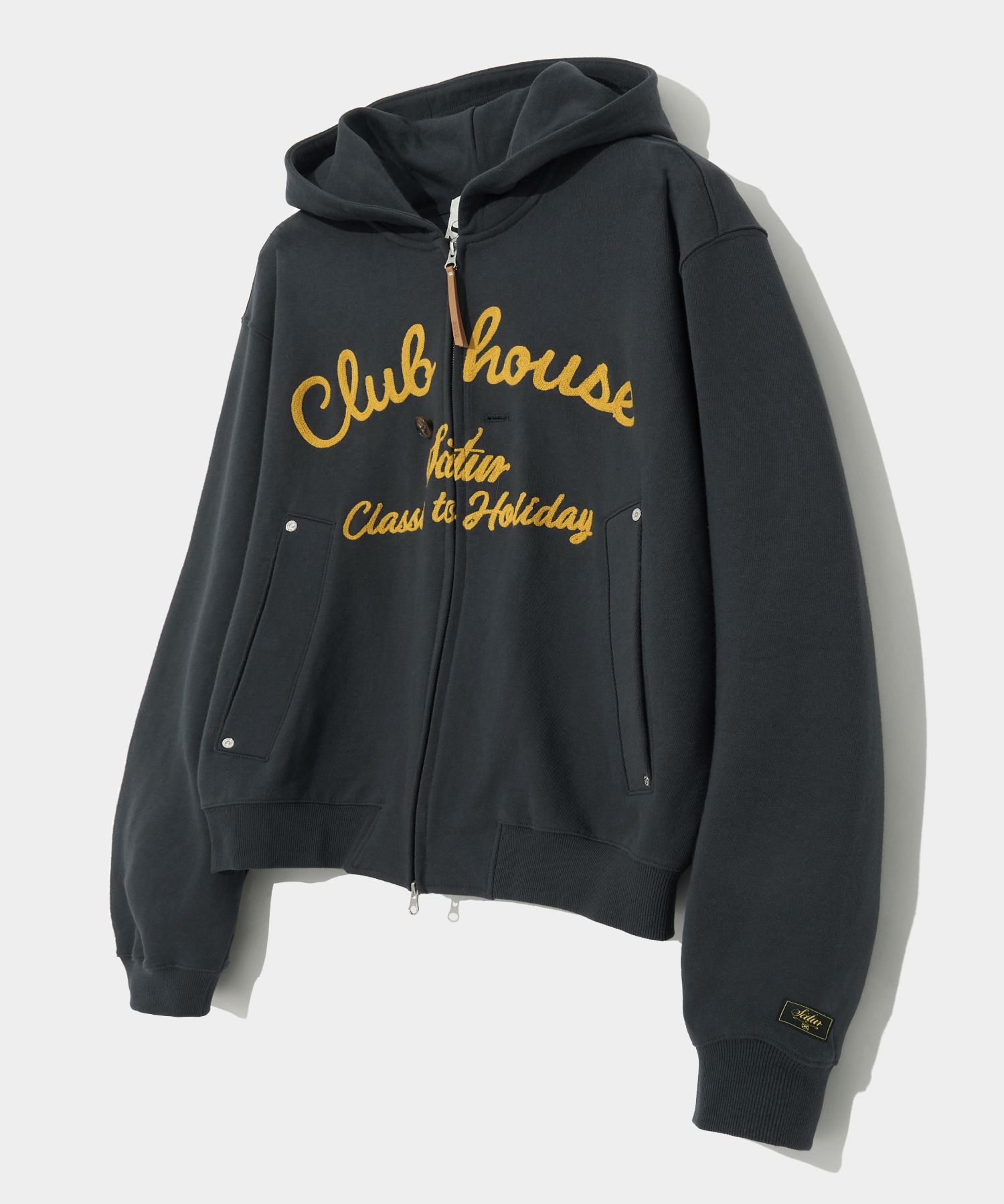 ★関税込★SATUR★Club House Lettering Hoodie ZIp-Up★ 人気☆ SATUR ☆CLUB HOUSE LETTERING HOODIE ZIP-UP (SATUR