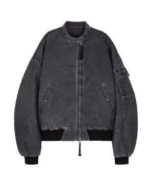 WASHED CROP BOMBER (BLACK)