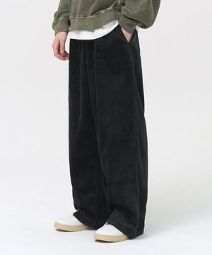 코듀로이 와이드 밴딩 팬츠 (BLACK)
