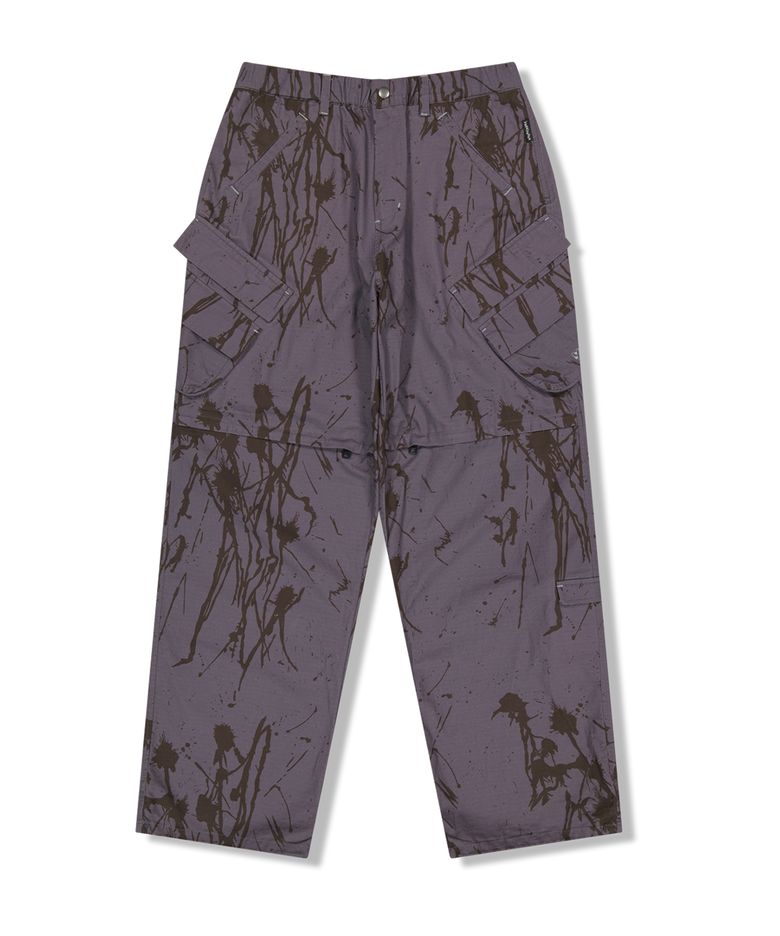 Zipper Knee Multi Pocket Pants Purple