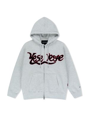 Y.E.S Snail Logo Zip-up Hoodie Light Grey