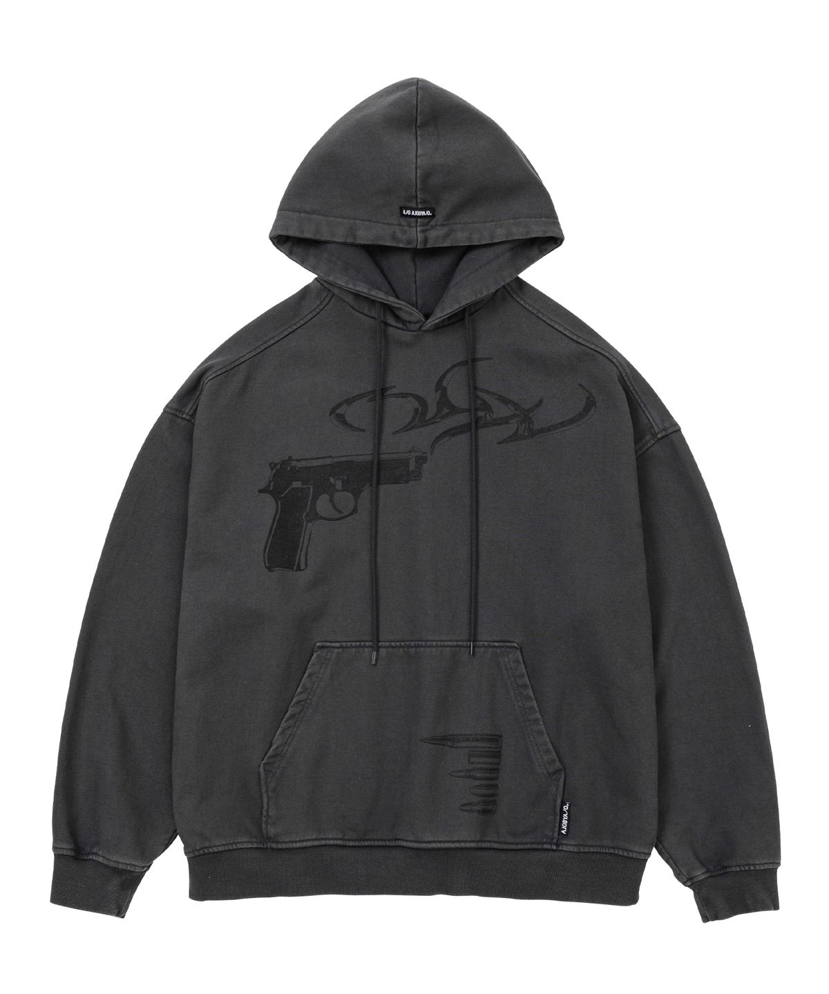 아조바이아조(AJOBYAJO) Gun Shot Washed Hoodie [CHARCOAL]