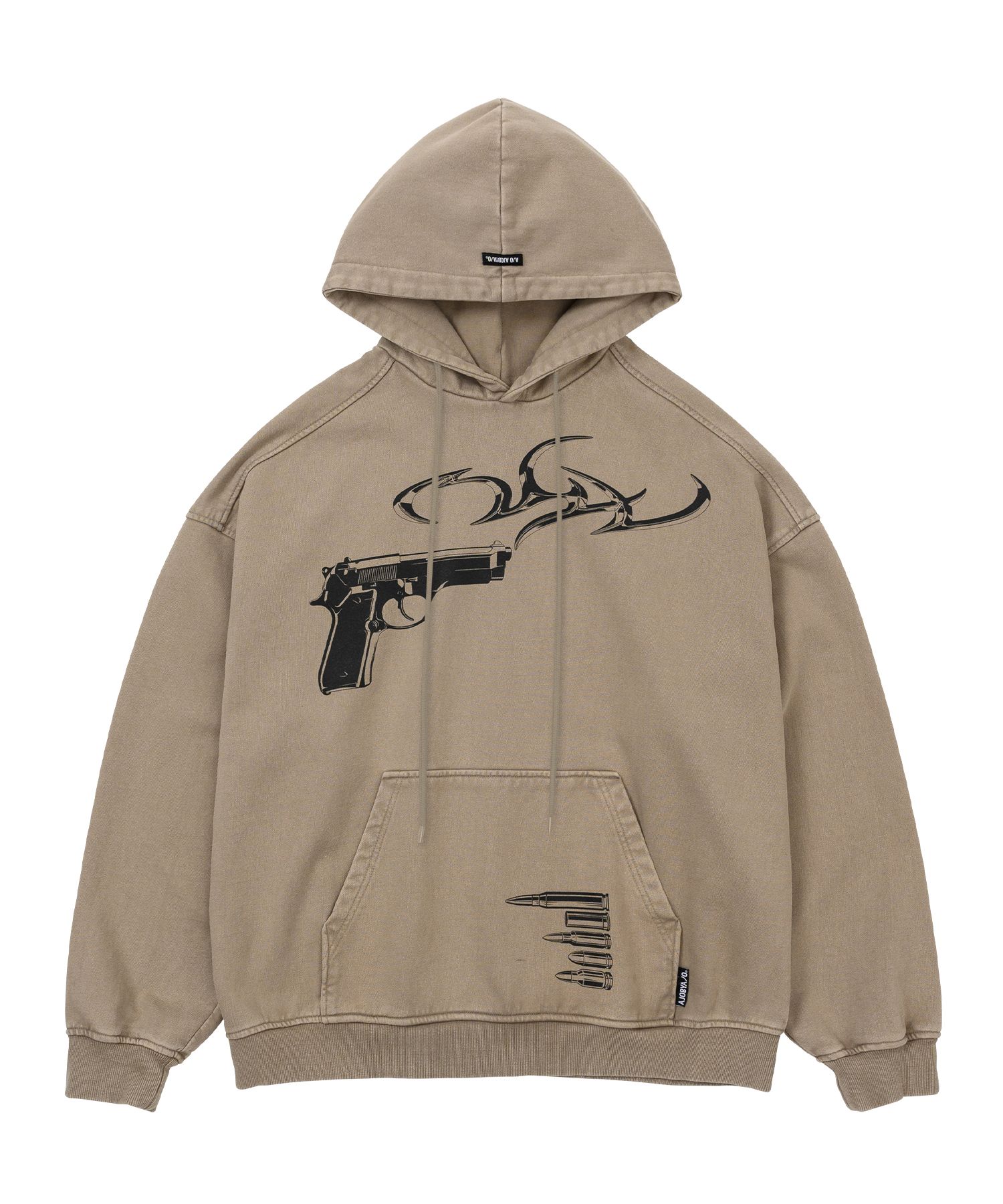 【AJO AJOBYAJO】23FW★ Gun Shot Washed Hoodie MUSINSA | AJOBYAJO Gun Shot Washed Hoodie [BEIGE]