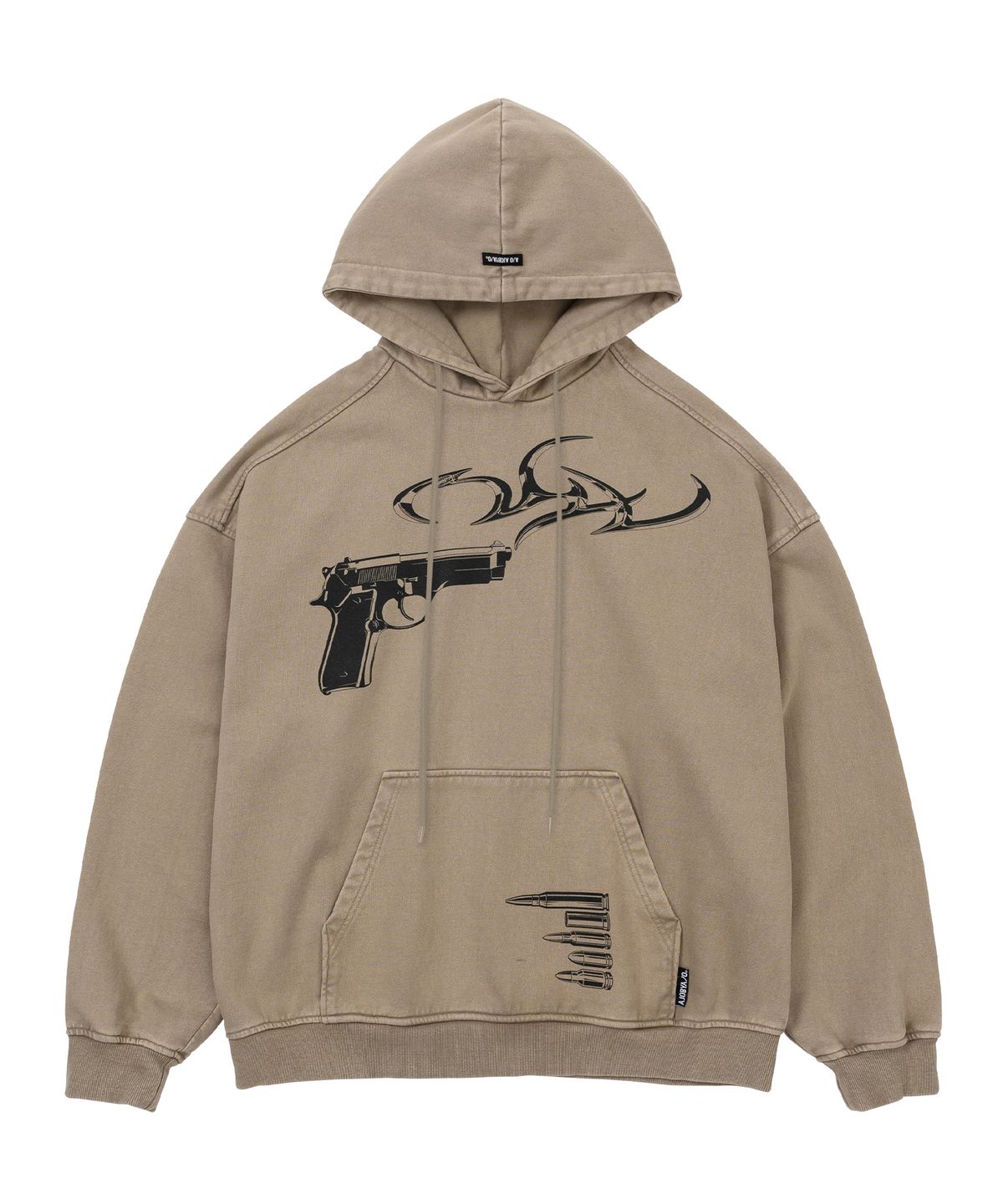 아조바이아조(AJOBYAJO) Gun Shot Washed Hoodie [BEIGE]