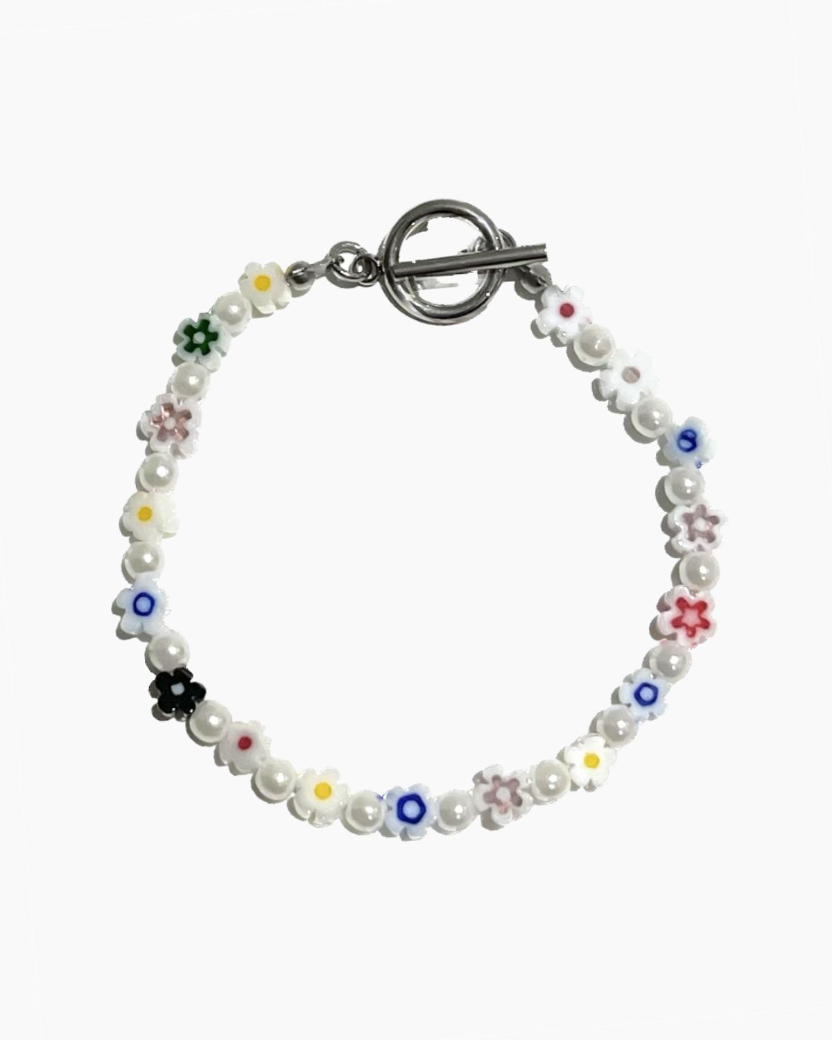 셉텐벌5(SEPTEMBER5) Flower pearl mix biz bracelet[화이트]