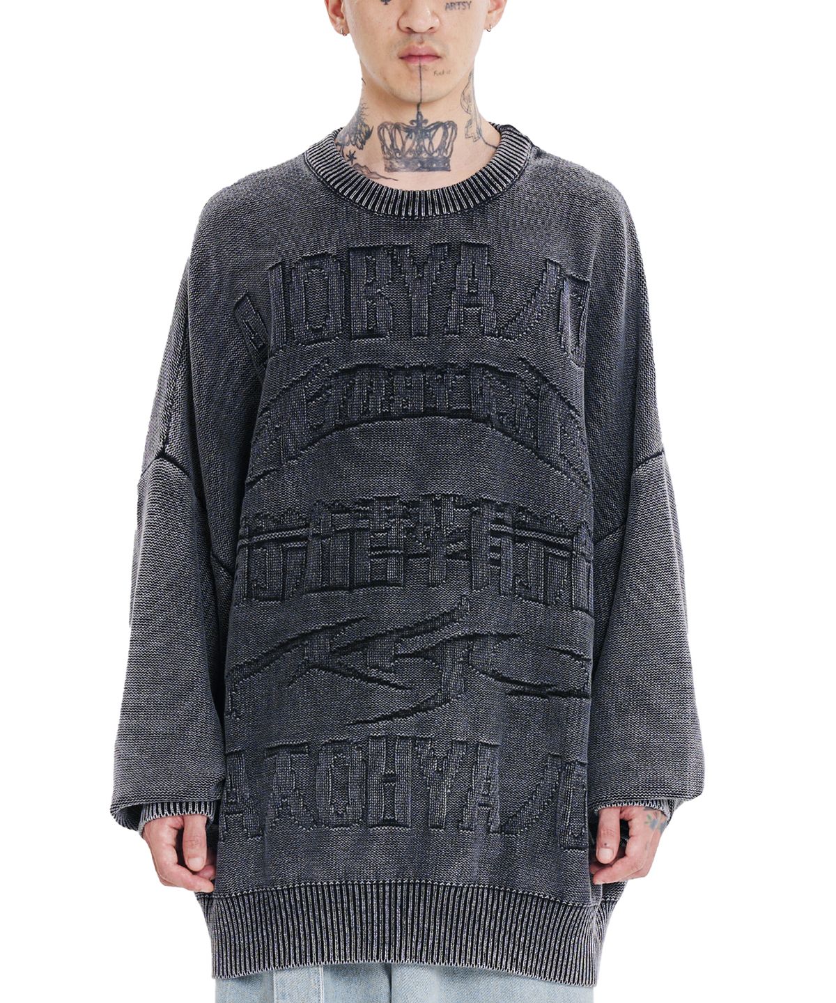 아조바이아조(AJOBYAJO) [PBA] Five AJO Logos Washed Sweater [BLACK]