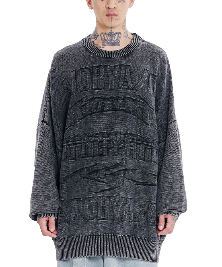 [PBA] Five AJO Logos Washed Sweater [BLACK]