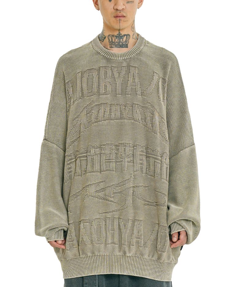 [PBA] Five AJO Logos Washed Sweater [KHAKI]