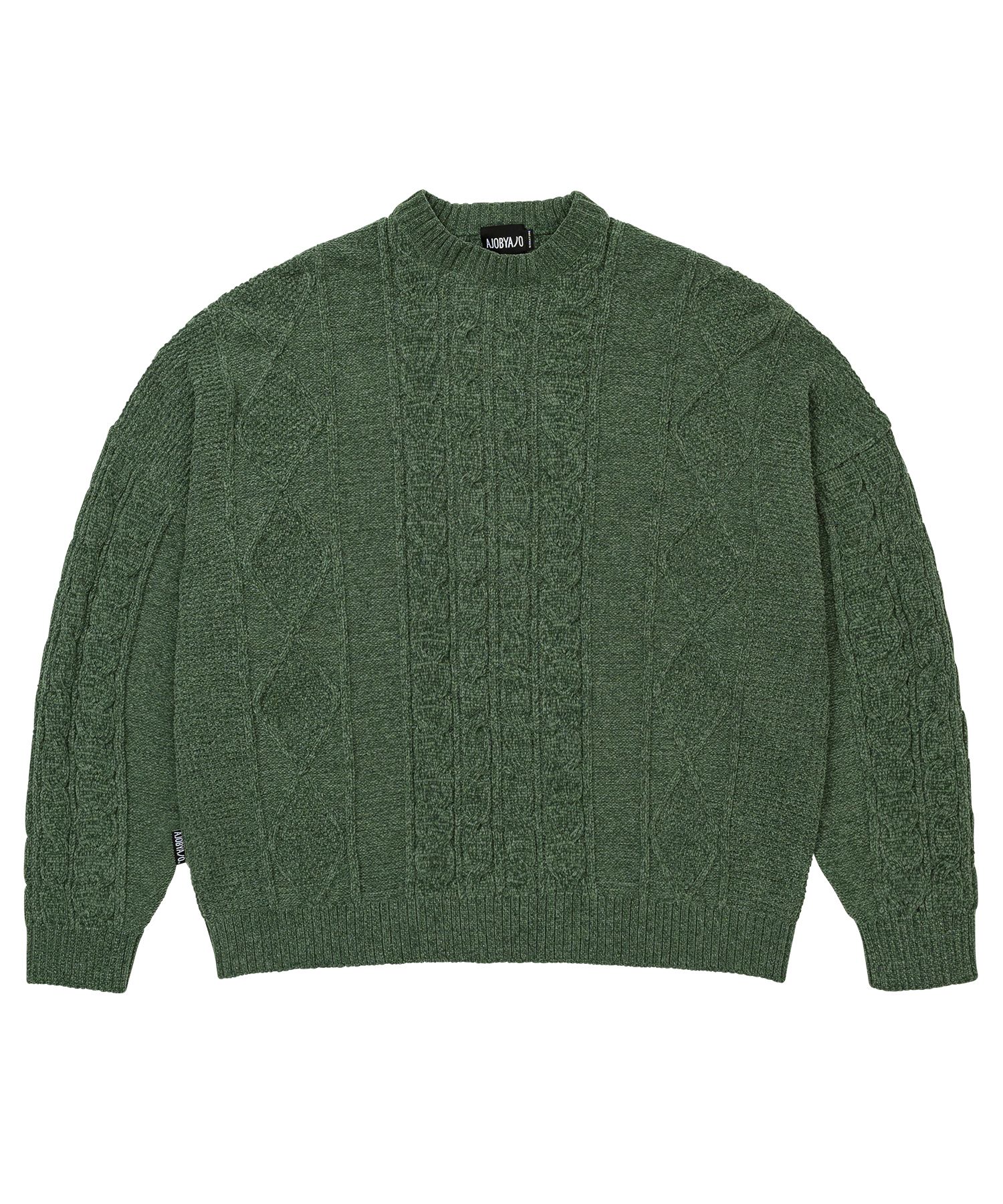 MUSINSA | AJOBYAJO Velvet Cable Stitch Sweater [KHAKI]