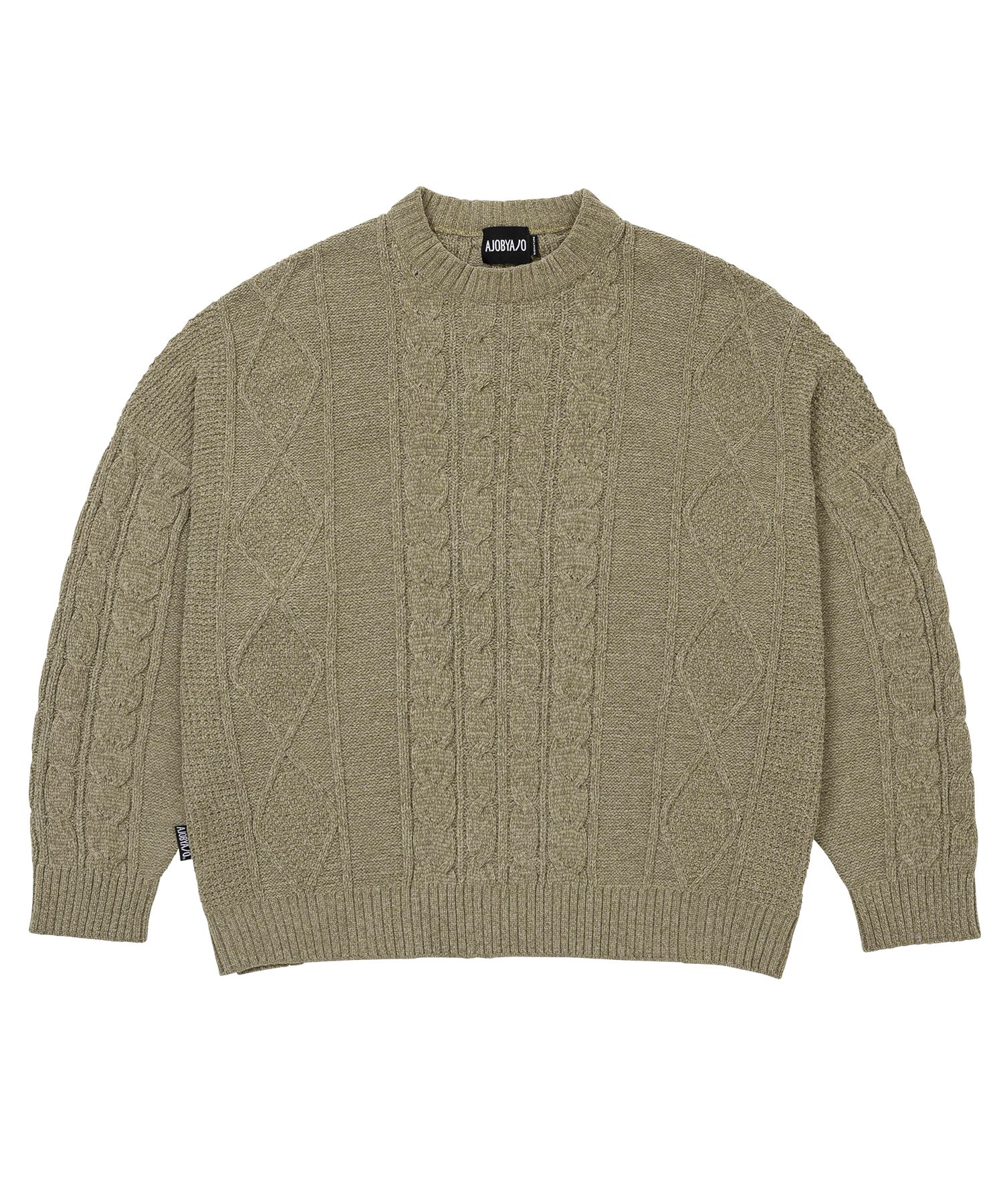 MUSINSA | AJOBYAJO Velvet Cable Stitch Sweater [BEIGE]