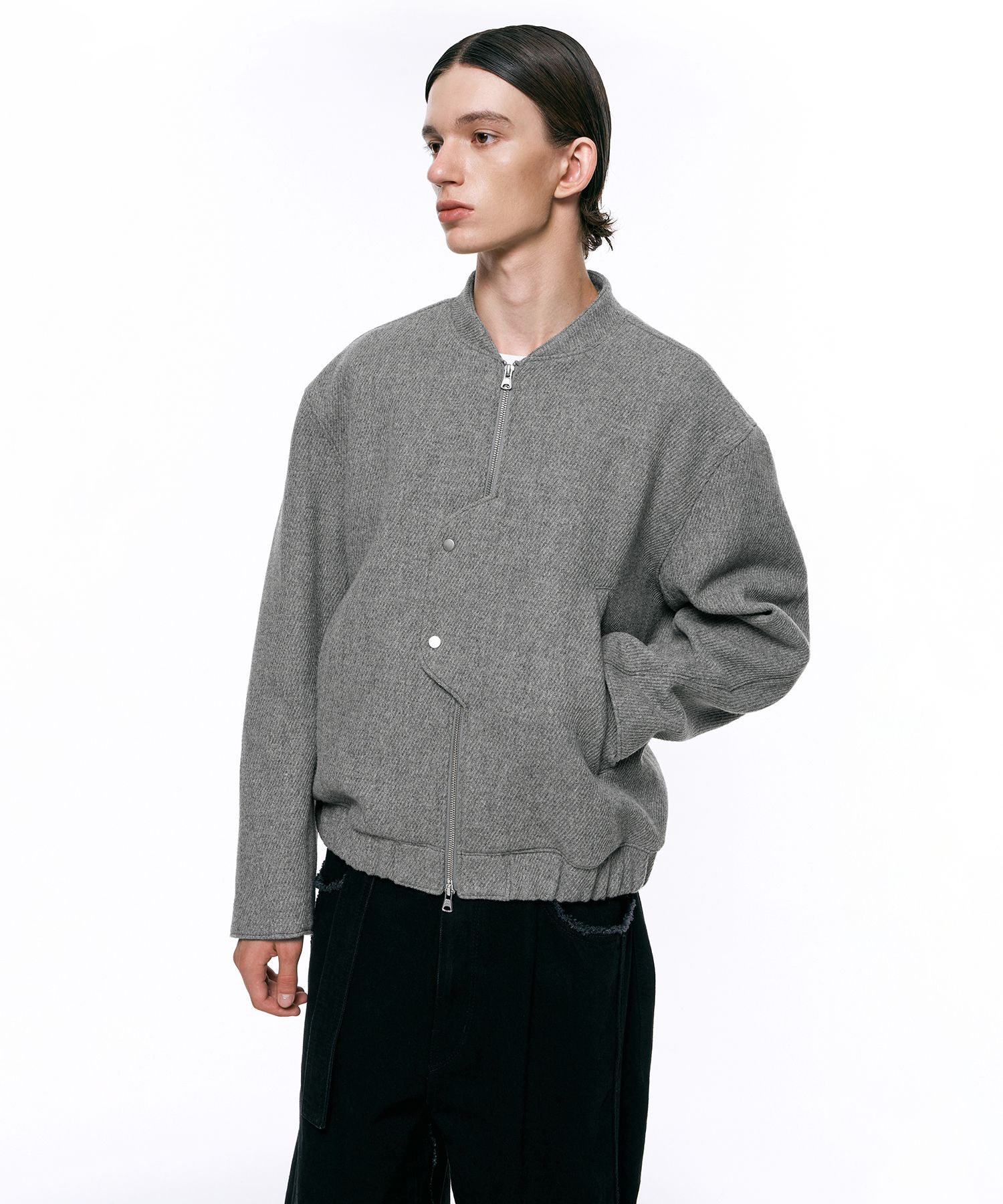 MUSINSA | INSILENCE Uncovered virgin wool blouson MELANGE GRAY